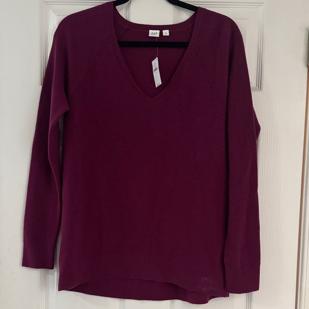 Deep Red V-Neck Sweater